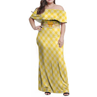 Hawaii Palaka Pikake Lokelani Plumeria Family Matching Off Shoulder Maxi Dress and Hawaiian Shirt Melemele Coquette Bow