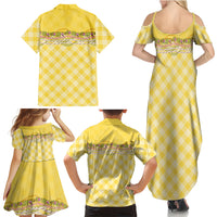 Hawaii Palaka Pikake Lokelani Plumeria Family Matching Summer Maxi Dress and Hawaiian Shirt Melemele Coquette Bow LT01 Mom's Dress Yellow - Polynesian Pride