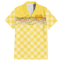 Hawaii Palaka Pikake Lokelani Plumeria Family Matching Summer Maxi Dress and Hawaiian Shirt Melemele Coquette Bow LT01 Dad's Shirt - Short Sleeve Yellow - Polynesian Pride