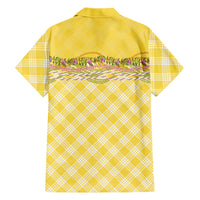 Hawaii Palaka Pikake Lokelani Plumeria Family Matching Summer Maxi Dress and Hawaiian Shirt Melemele Coquette Bow LT01 Dad's Shirt - Long Sleeve Yellow - Polynesian Pride