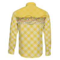 Hawaii Palaka Pikake Lokelani Plumeria Family Matching Summer Maxi Dress and Hawaiian Shirt Melemele Coquette Bow LT01 Son's Shirt Yellow - Polynesian Pride