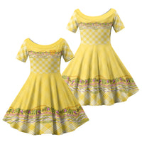 Hawaii Palaka Pikake Lokelani Plumeria Family Matching Tank Maxi Dress and Hawaiian Shirt Melemele Coquette Bow LT01 Daughter's Dress Yellow - Polynesian Pride