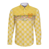 Hawaii Palaka Pikake Lokelani Plumeria Long Sleeve Button Shirt Melemele Coquette Bow