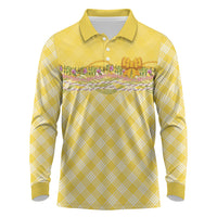 Hawaii Palaka Pikake Lokelani Plumeria Long Sleeve Polo Shirt Melemele Coquette Bow