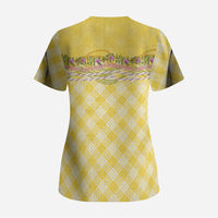 Hawaii Palaka Pikake Lokelani Plumeria Scrub Top Melemele Coquette Bow