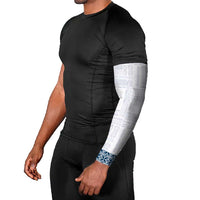 Samoa Siapo Blue Trimmed Arm Sleeves Samoa White Sunday - Polynesian Pride