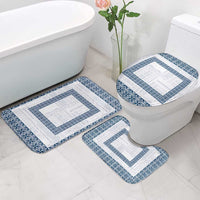 Samoa Siapo Blue Trimmed Bathroom Set Samoa White Sunday - Polynesian Pride