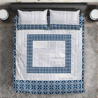 Samoa Siapo Blue Trimmed Bedding Set Samoa White Sunday - Polynesian Pride
