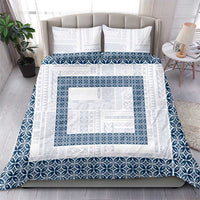 Samoa Siapo Blue Trimmed Bedding Set Samoa White Sunday - Polynesian Pride