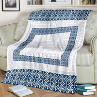 Samoa Siapo Blue Trimmed Blanket Samoa White Sunday - Polynesian Pride