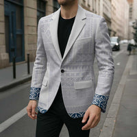 Samoa Siapo Blue Trimmed Blazer Samoa White Sunday - Polynesian Pride