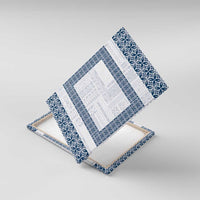 Samoa Siapo Blue Trimmed Canvas Wall Art Samoa White Sunday - Polynesian Pride