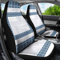 Samoa Siapo Blue Trimmed Car Seat Cover Samoa White Sunday - Polynesian Pride