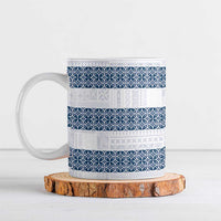 Samoa Siapo Blue Trimmed Ceramic Mug Samoa White Sunday LT01 Blue - Polynesian Pride