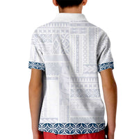 Samoa Siapo Blue Trimmed Kid Polo Shirt Samoa White Sunday - Polynesian Pride