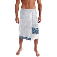 Samoa Siapo Blue Trimmed Lavalava Samoa White Sunday - Polynesian Pride