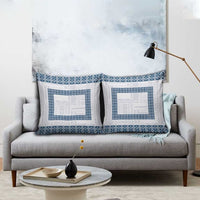 Samoa Siapo Blue Trimmed Pillow Cover Samoa White Sunday - Polynesian Pride