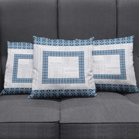 Samoa Siapo Blue Trimmed Pillow Cover Samoa White Sunday - Polynesian Pride