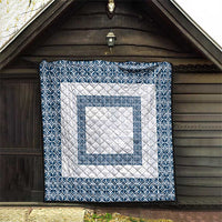 Samoa Siapo Blue Trimmed Quilt Samoa White Sunday - Polynesian Pride