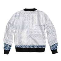 Samoa Siapo Blue Trimmed Sleeve Zip Bomber Jacket Samoa White Sunday - Polynesian Pride