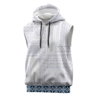 Samoa Siapo Blue Trimmed Sleeveless Hoodie Samoa White Sunday LT01 Blue - Polynesian Pride