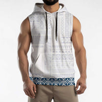 Samoa Siapo Blue Trimmed Sleeveless Hoodie Samoa White Sunday LT01 - Polynesian Pride