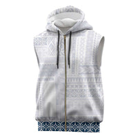 Samoa Siapo Blue Trimmed Sleeveless Zip Hoodie Samoa White Sunday LT01 Blue - Polynesian Pride