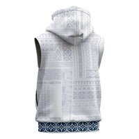 Samoa Siapo Blue Trimmed Sleeveless Zip Hoodie Samoa White Sunday LT01 - Polynesian Pride