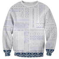 Samoa Siapo Blue Trimmed Sweatshirt Samoa White Sunday - Polynesian Pride