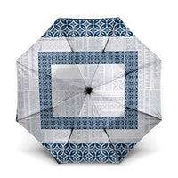 Samoa Siapo Blue Trimmed Umbrella Samoa White Sunday LT01 One Size Folded 11.42 inch Opened Diameter 37.4 inch Blue - Polynesian Pride