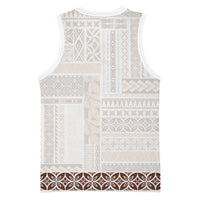 Samoa Siapo Brown Trimmed Basketball Jersey Samoa White Sunday LT01 - Polynesian Pride