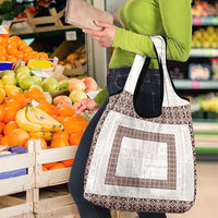 Samoa Siapo Brown Trimmed Grocery Bag Samoa White Sunday - Polynesian Pride
