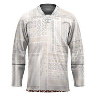 Samoa Siapo Brown Trimmed Hockey Jersey Samoa White Sunday LT01 Unisex Brown - Polynesian Pride