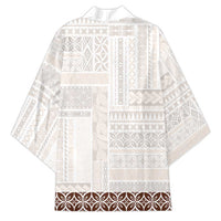 Samoa Siapo Brown Trimmed Kimono Samoa White Sunday - Polynesian Pride