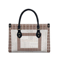 Samoa Siapo Brown Trimmed Leather Bag Samoa White Sunday LT01 - Polynesian Pride