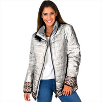 Samoa Siapo Brown Trimmed Padded Jacket Samoa White Sunday LT01 Women Brown - Polynesian Pride