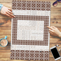 Samoa Siapo Brown Trimmed Puzzle Samoa White Sunday LT01 Brown - Polynesian Pride