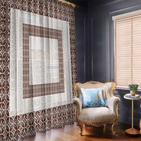 Samoa Siapo Brown Trimmed Window Curtain Samoa White Sunday - Polynesian Pride