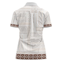 Samoa Siapo Brown Trimmed Women Polo Shirt Samoa White Sunday - Polynesian Pride