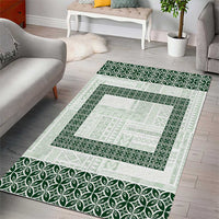 Samoa Siapo Green Trimmed Area Rug Samoa White Sunday - Polynesian Pride