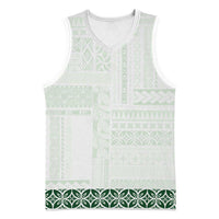 Samoa Siapo Green Trimmed Basketball Jersey Samoa White Sunday LT01 Unisex Green - Polynesian Pride