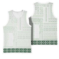 Samoa Siapo Green Trimmed Basketball Jersey Samoa White Sunday LT01 - Polynesian Pride