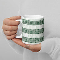 Samoa Siapo Green Trimmed Ceramic Mug Samoa White Sunday - Polynesian Pride