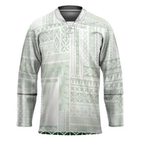 Samoa Siapo Green Trimmed Hockey Jersey Samoa White Sunday LT01 Unisex Green - Polynesian Pride