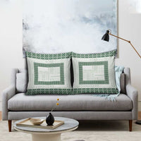 Samoa Siapo Green Trimmed Pillow Cover Samoa White Sunday - Polynesian Pride