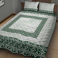 Samoa Siapo Green Trimmed Quilt Bed Set Samoa White Sunday - Polynesian Pride