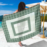 Samoa Siapo Green Trimmed Sarong Samoa White Sunday - Polynesian Pride