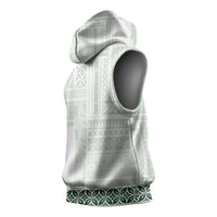 Samoa Siapo Green Trimmed Sleeveless Hoodie Samoa White Sunday LT01 - Polynesian Pride