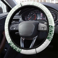 Samoa Siapo Green Trimmed Steering Wheel Cover Samoa White Sunday - Polynesian Pride
