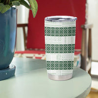 Samoa Siapo Green Trimmed Tumbler Cup Samoa White Sunday - Polynesian Pride